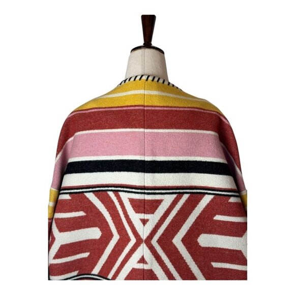 Rebecca Minkoff Coat Women Medium‎ Red Aztec Kahlo Open Front Striped Luxury - Picture 5 of 11